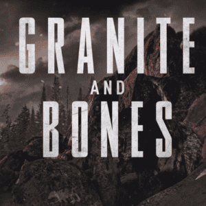 Book cover for 'Granite and Bones' by Moe Claire, featuring dark rocky landscape.